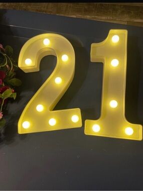 LED Marquee Number 21 Sign - Yellow